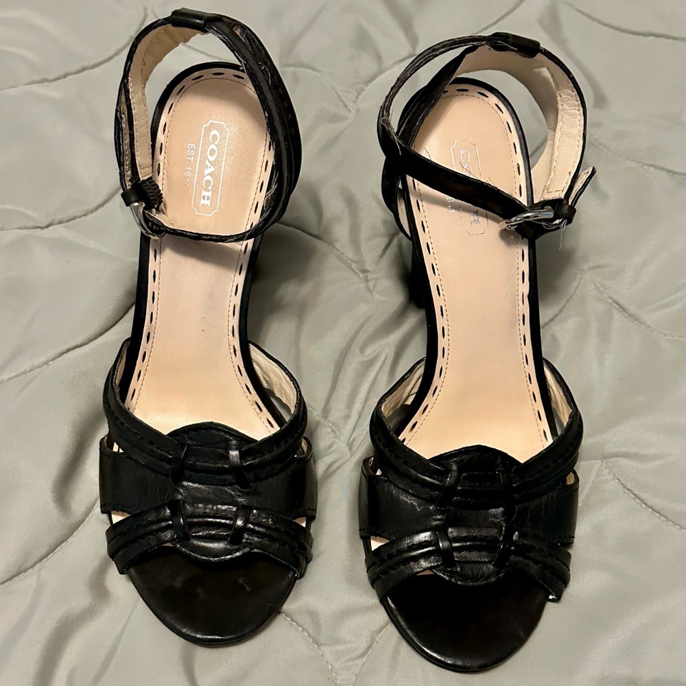 Coach "Golden" Ankle Strap Heeled Sandals 8.5B
